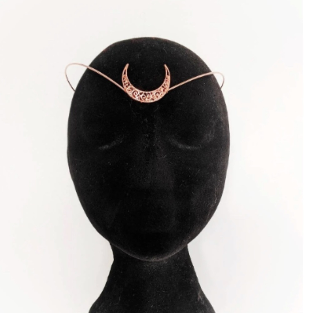 Rose Gold crescent moon pointed circlet crown